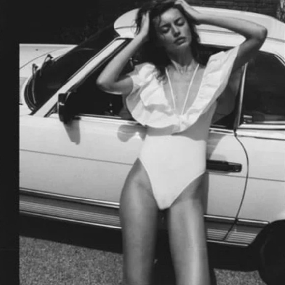 NWT Black Zara large ruffle one piece swimsuit - Picture 2 of 10